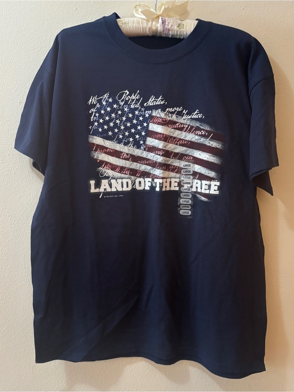 “Land of the Free” Navy Men’s T-Shirt with American Flag Graphic